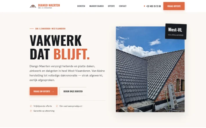 Screenshot van de website Diango Maerten