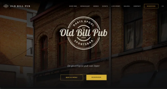 Screenshot van de website Old Bill Pub